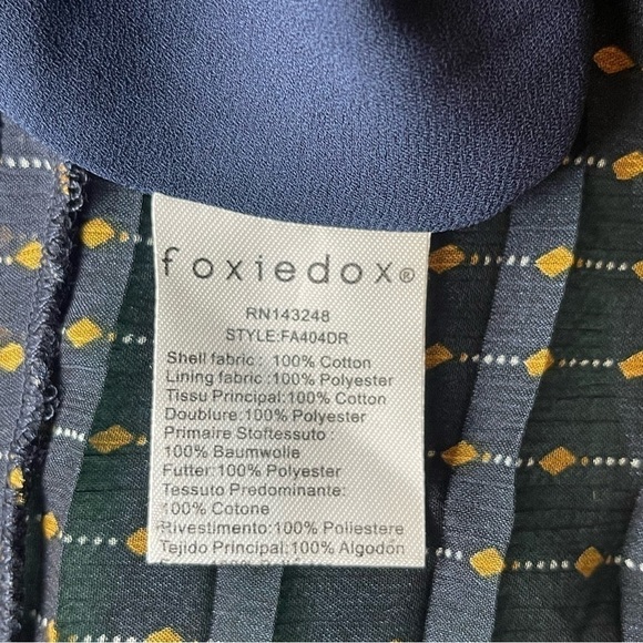 Foxiedox Anthropologie Midi Navy Blue  Lace& Pleated
Dress Medium - Picture 6 of 6